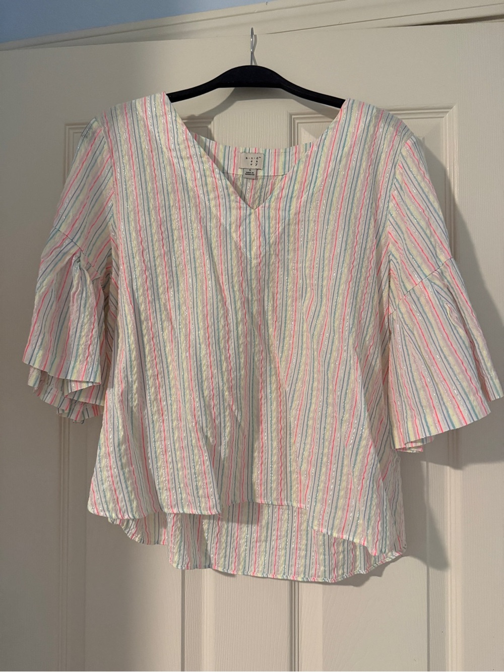 a new day Colorful White Blouse